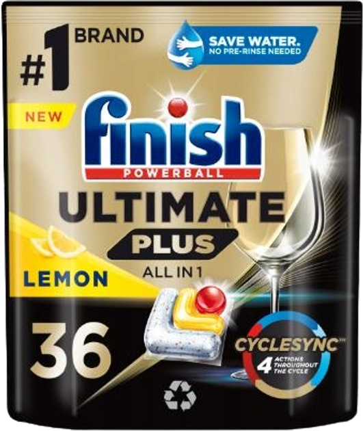 Tabletki do zmywarek Finish Ultimate Plus Powerball All in 1 lemon 36 szt (5908252010974) - obraz 1