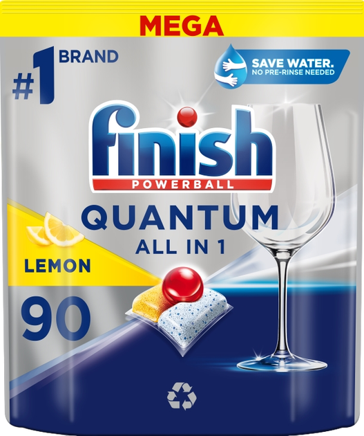 Таблетки для посудомийних машин Finish Quantum All in 1 Lemon 90 шт (5908252011506) - зображення 1