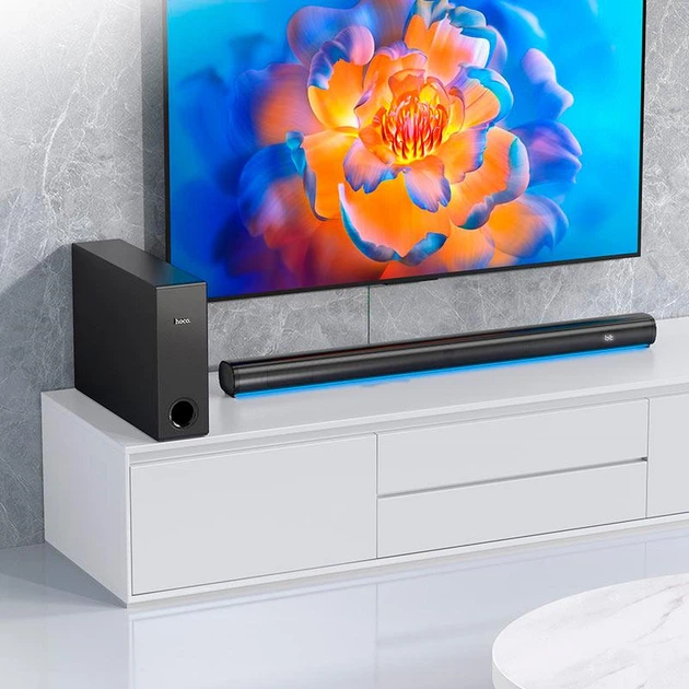 Акустика саундбар 2.1 Hoco Prestige Home Theater Speaker HS1 80W BT5.0, USB/AUX/TF, EQ| - Фото 2 Акустика саундбар 2.1 Hoco Prestige Home Theater Speaker HS1 80W BT5.0, USB/AUX/TF, EQ| - зображення 2