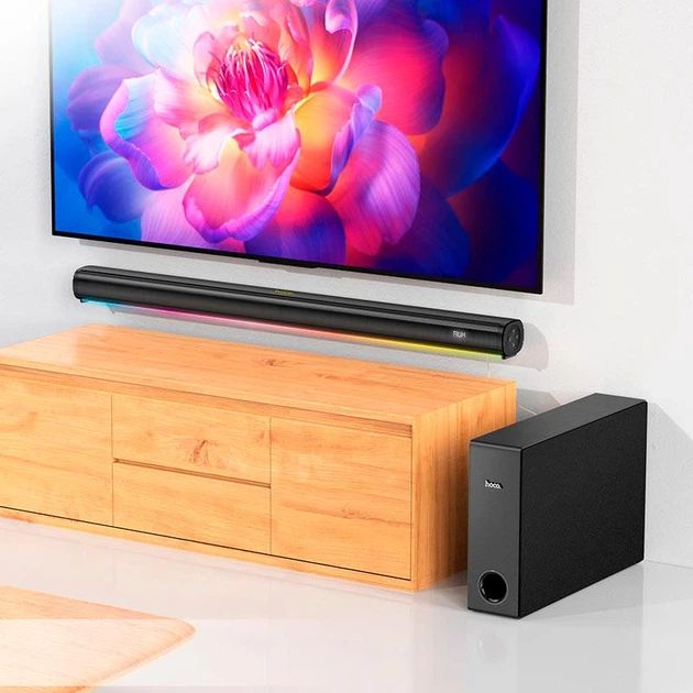 Акустика саундбар 2.1 Hoco Prestige Home Theater Speaker HS1 80W BT5.0, USB/AUX/TF, EQ| - Фото 3 Акустика саундбар 2.1 Hoco Prestige Home Theater Speaker HS1 80W BT5.0, USB/AUX/TF, EQ| - зображення 3