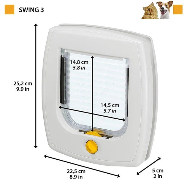Дверцята для котів і собак Ferplast Swing 3 22.5 x 5 x 25.2 см Сірі (8010690210742) - зображення 4