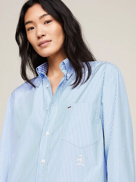 Сорочка жіноча Tommy Hilfiger thww0ww41675ybl M Блакитна (8720646877621) - зображення 5