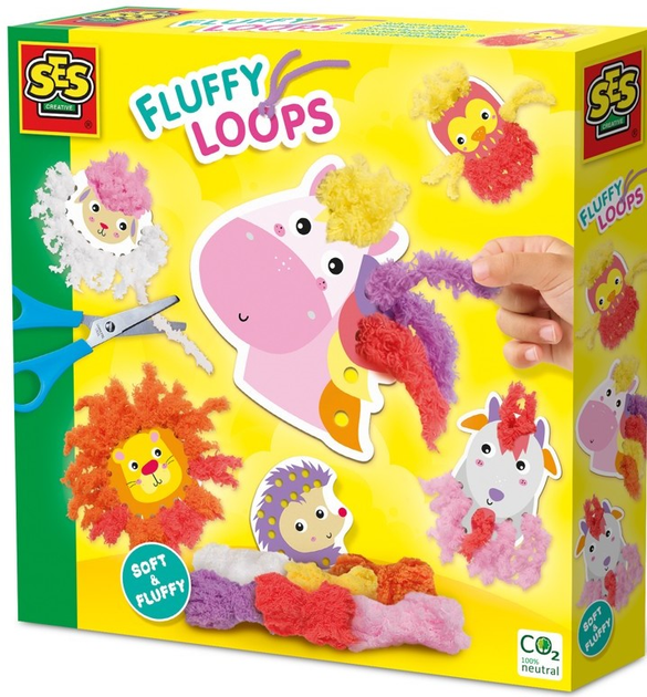 Набір для творчості Ses Creative Fluffy Loops з м'якої пряжі Тварини (8710341140106) - зображення 1