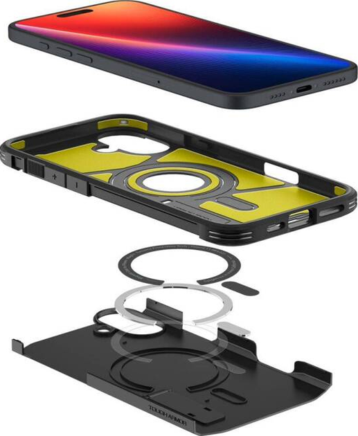Etui Spigen Tough Armor MAG Apple iPhone 16 6.1" MagSafe czarny/black ACS08216 (8809971231114) - obraz 10