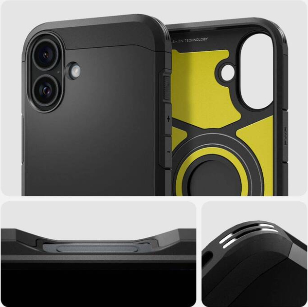 Etui Spigen Tough Armor MAG Apple iPhone 16 6.1" MagSafe czarny/black ACS08216 (8809971231114) - obraz 11