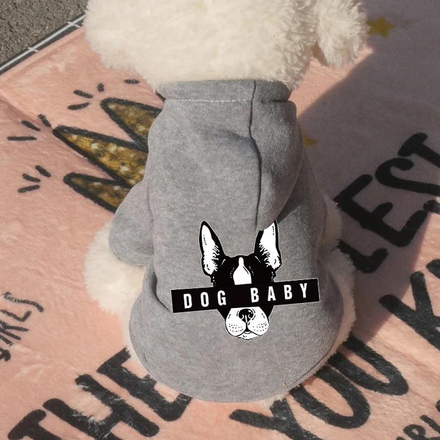 Толстовка для собак на флісі Dog baby сірого кольору розмір XXL - Фото 2 Толстовка для собак на флісі Dog baby сірого кольору розмір XXL - зображення 2