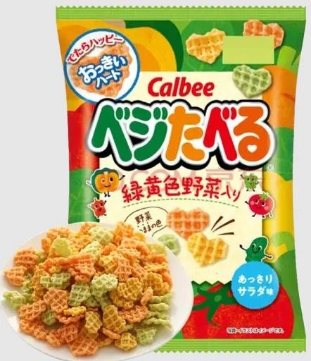 Японские овощные чипсы Calbee Veggie Eat Lightly Salad Taste 55г - изображение 2