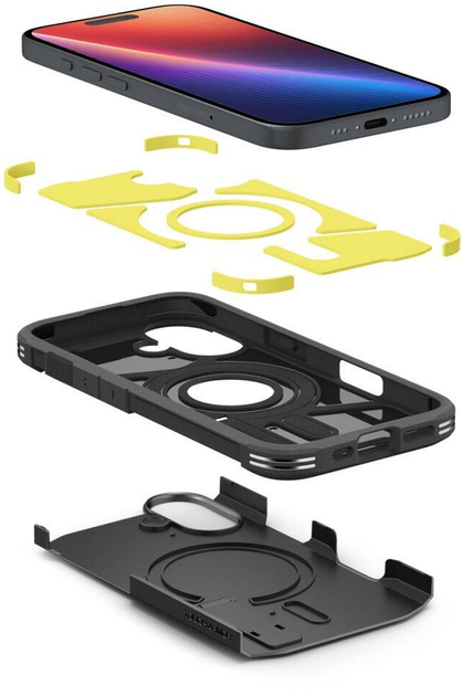 Панель Spigen Tough Armor MAG Apple iPhone 16 Plus 6.7" MagSafe Чорна/black ACS08085 (8809971230001) - зображення 6
