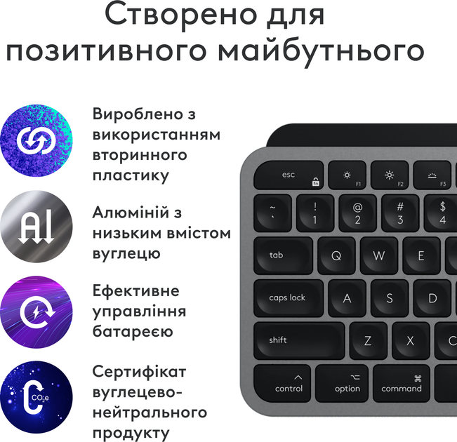 Комплект Logitech MX Keys S Combo для MAC Bluetooth/Wireles УКР, сірий (920-012845GR) 287700 - изображение 2
