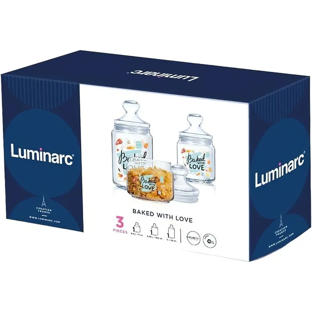 Набір банок для сипких продуктів 3 предмета Luminarc Club Baked With Love - зображення 2
