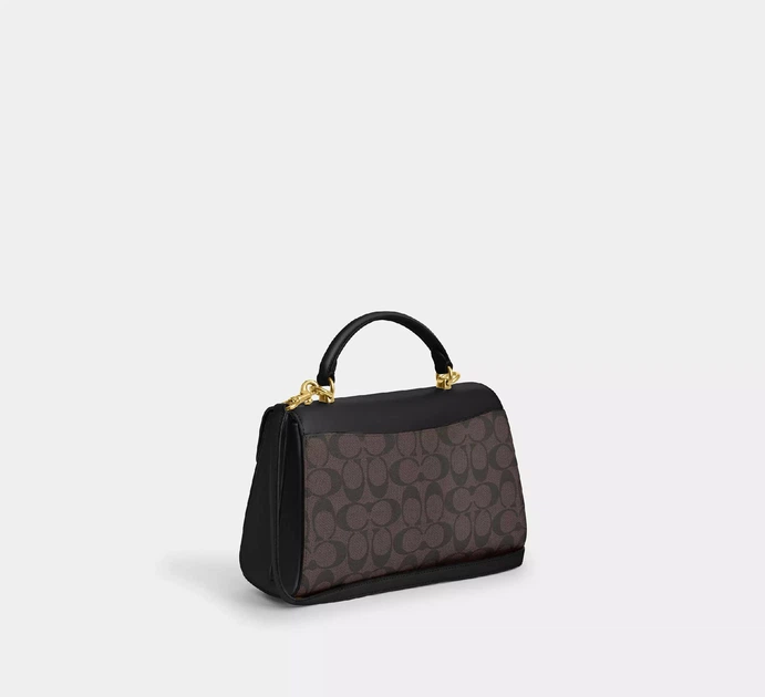 Cумка женская кожаная Coach Eliza Top Logo Brown Black SH826519 - Фото 2 Cумка женская кожаная Coach Eliza Top Logo Brown Black SH826519 - изображение 2