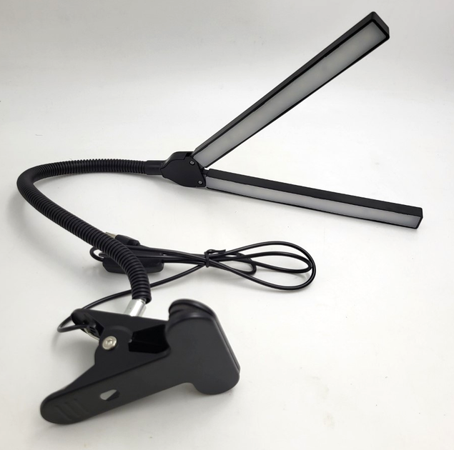 Светодиодная LED настольная USB лампа гибкая на прищепке 2 плафона UKC XSD 919 черный - изображение 2