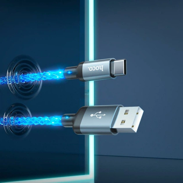 Кабель HOCO U112 Shine charging data cable USB to Type-C 1m 3A Grey (6931474788818) - изображение 6