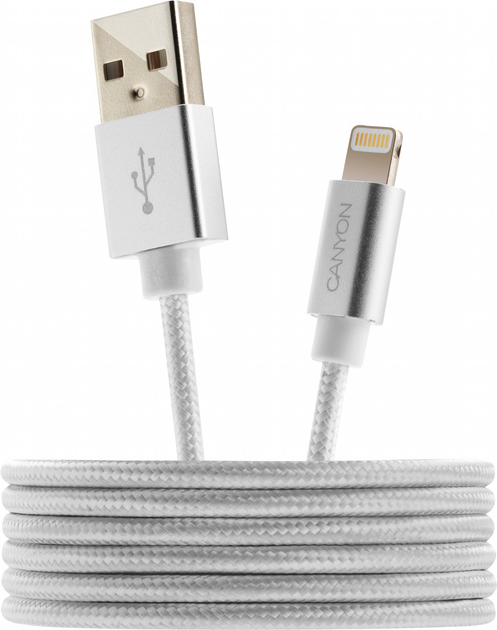 Кабель Canyon Lightning - USB MFI 0.96 м Pearl White (CNS-MFIC3PW) - зображення 2