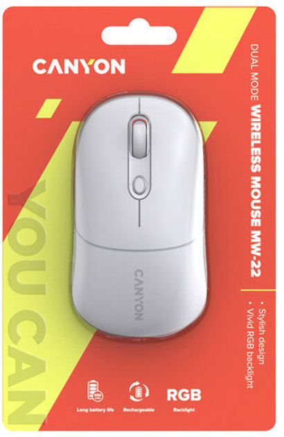 Миша Canyon MW-22 Dual Band RGB Wireless Snow White (CNS-CMSW22SW) - зображення 6