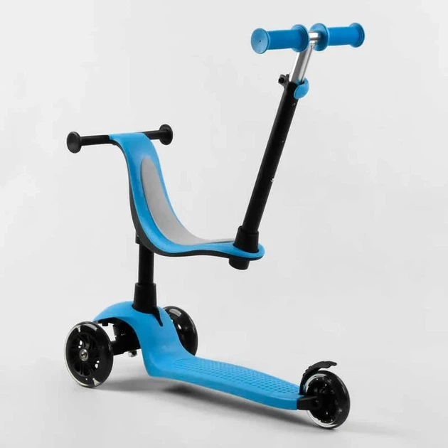 Самокат - беговел 3-в-1 с подсветкой Best Scooter до 50 кг голубой PL-422 - изображение 4
