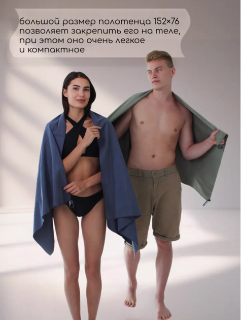 Полотенце спортивное из микрофибры YAR-sport 76x152 см для спорта и туризма с чехлом Синее - изображение 7