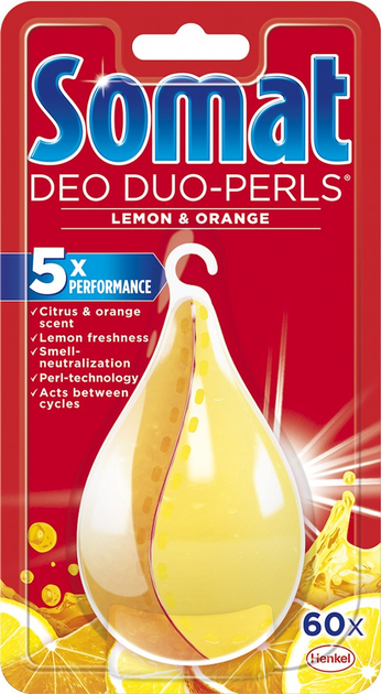 Zapach do zmywarki Somat Deo Duo-Pearls Lemon & Orange 17 g (9000101000436) - obraz 1