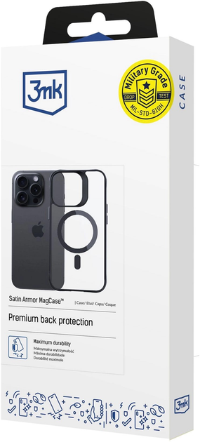 Etui 3MK Satin Armor MagCase do Apple iPhone 15 Pro Max Black + Transparent (5903108563840) - obraz 5