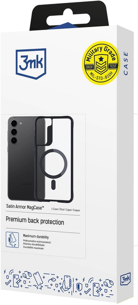 Панель 3MK Satin Armor MagCase для Samsung Galaxy S23 Black + Transparent (5903108563864) - зображення 5