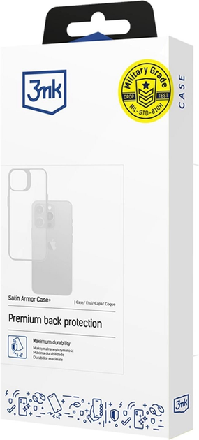 Etui 3MK Satin Armor Case+ do Apple iPhone 16 Black + Transparent (5903108586535) - obraz 2