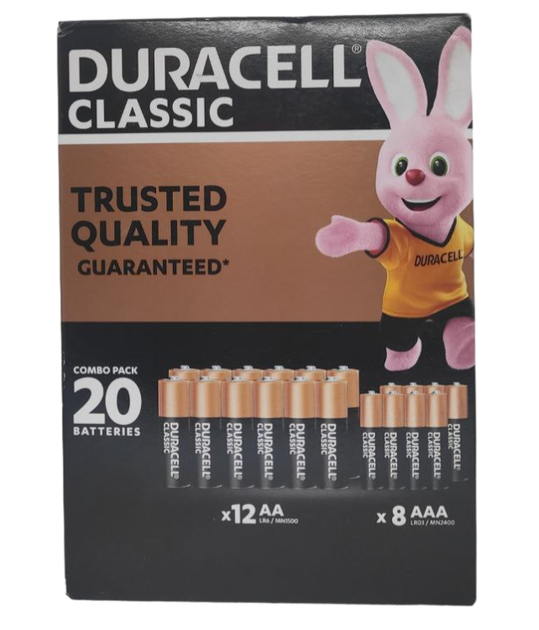 Лужні батарейки Duracell Classic 20 шт (AA*12 шт + ААА*8 шт) (117111) - Фото 1 Лужні батарейки Duracell Classic 20 шт (AA*12 шт + ААА*8 шт) (117111) - зображення 1