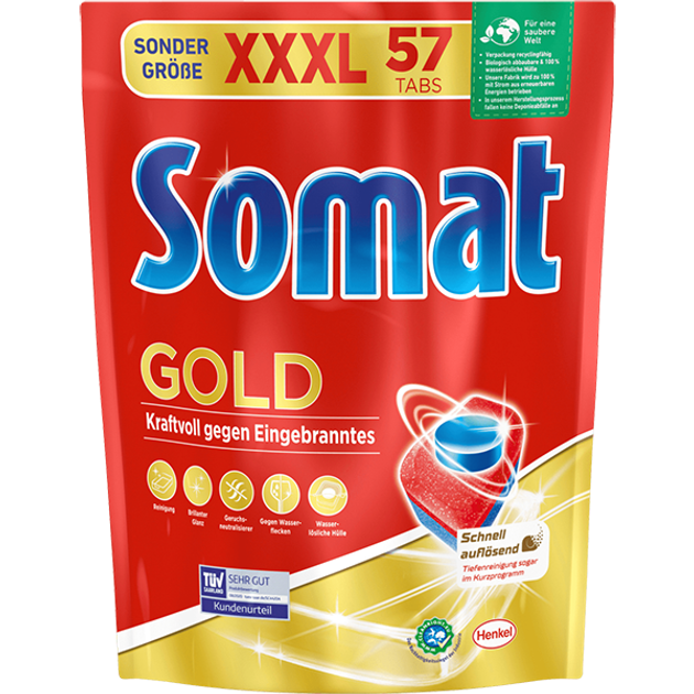 Таблетки для посудомийної машини Somat Gold 57 шт (4015000973649 / 4015200031033) - зображення 1