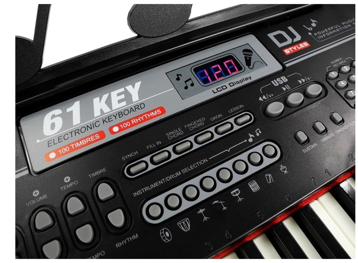 Синтезатор LEAN Toys Keyboard Adapter Music Stand з мікрофоном Чорний (5908275999669) - зображення 3