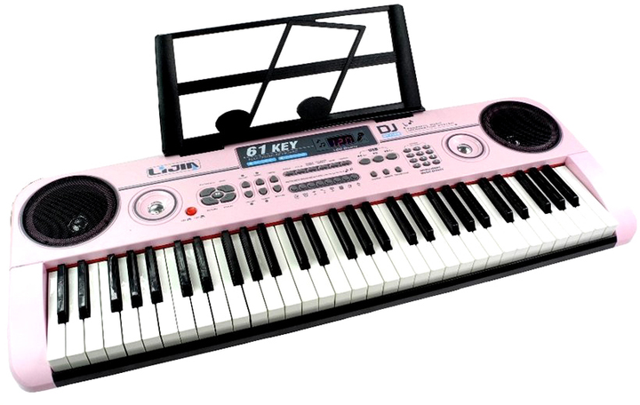 Syntezator LEAN Toys Keyboard Adapter Music Stand z mikrofonem Różowy (5905884457597) - obraz 2