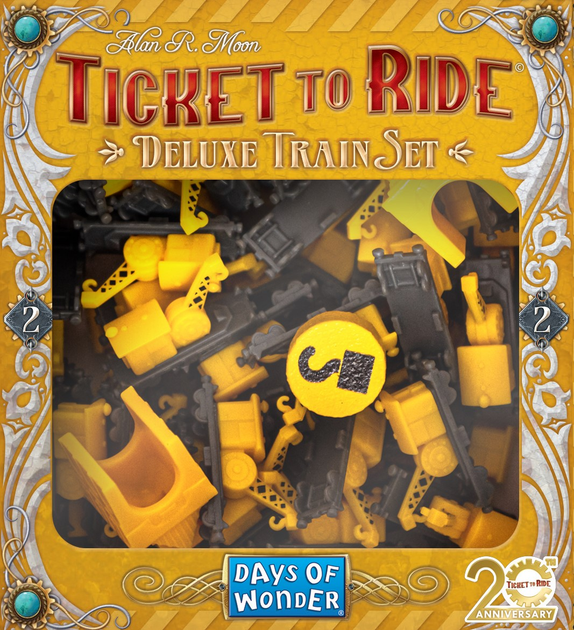 Додаток до настільної гри Days of Wonder Ticket to Ride: 20. Річниця Ексклюзивний набір потягів Жовтий (0824968999158) - зображення 1