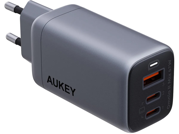 Ładowarka sieciowa Aukey Omnia II Mix USB-C PD 67 W PA-B6U Black (0689323786893) - obraz 1