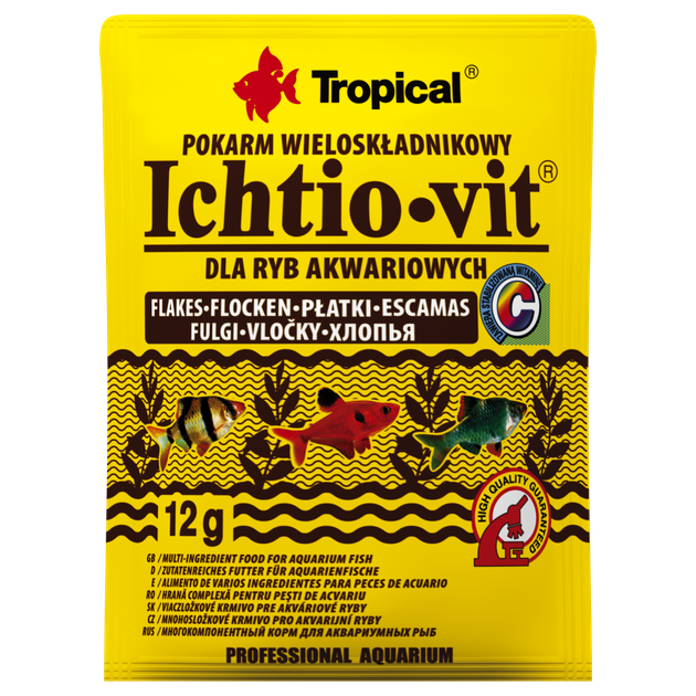 Сухой корм для всех аквариумных рыб в хлопьях Tropical Ichtio-Vit 12 г - Фото 1 Сухой корм для всех аквариумных рыб в хлопьях Tropical Ichtio-Vit 12 г - изображение 1