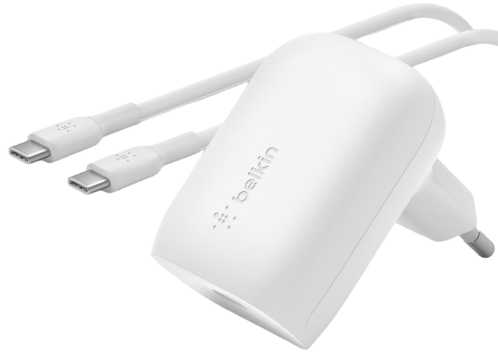 Ładowarka ścienna Belkin 20 W USB-C - USB-C PD PPS White (745883837601) - obraz 1