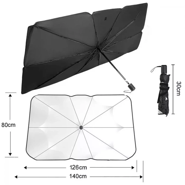 Сонцезахисна парасоля для авто PRC SunShield 126*140*80cm black - Фото 11 Сонцезахисна парасоля для авто PRC SunShield 126*140*80cm black - зображення 11