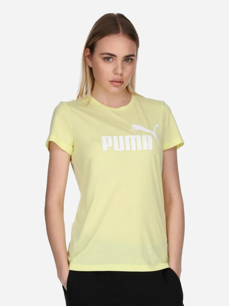 Футболка бавовняна жіноча Puma Ess Logo Tee Heather 586876-40 XS Жовта (4063697258884) - зображення 1