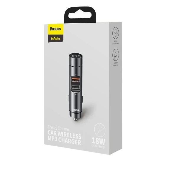 Автомобильный FM модулятор Baseus Bluetooth Трансмиттер Energy Column 2в1 MP3 - изображение 2