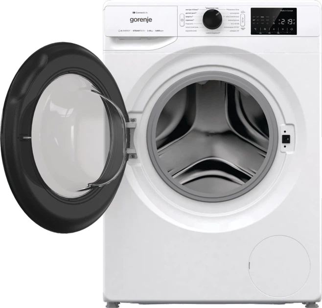 Gorenje Пральна машина фронтальна, 8кг, 1400, A+++, 55см, дисплей, інвертор, пара, Wi-Fi, білий - зображення 6