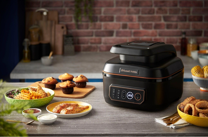 Russell Hobbs Мультипіч SatisFry Air&Grill, 1745Вт, чаша-5.5л, сенсорне кер., алюміній/пластик, чорно-жовтогарячий - зображення 11