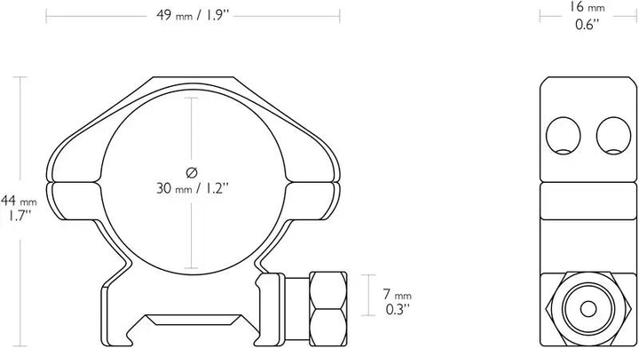 Кольца Hawke Precision Steel. d - 30 мм. Medium. Weaver/Picatinny - изображение 2