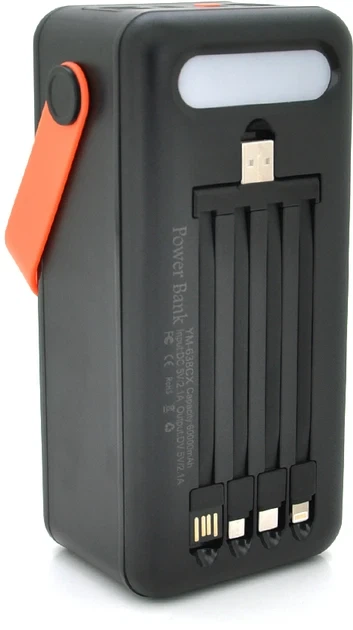 Мобильная зарядка внешний аккумулятор PowerBank YM-638CX с солнечной панелью и фонариком 100000 mAh - изображение 2