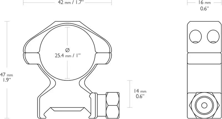 Кольца Hawke Precision Steel. d - 25.4 мм. High. Weaver/Picatinny - изображение 2