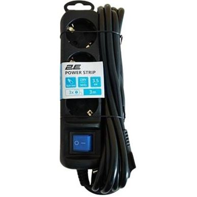Фільтр живлення 2E (2E-U03ESM3BK) 3 розетки, 3 м, Black - Фото 1 Фільтр живлення 2E (2E-U03ESM3BK) 3 розетки, 3 м, Black - зображення 1