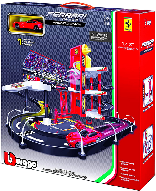 Ігровий набір гоночна траса Bburago Ferrari Racing Garage 1:43 (4893993301973) - зображення 1