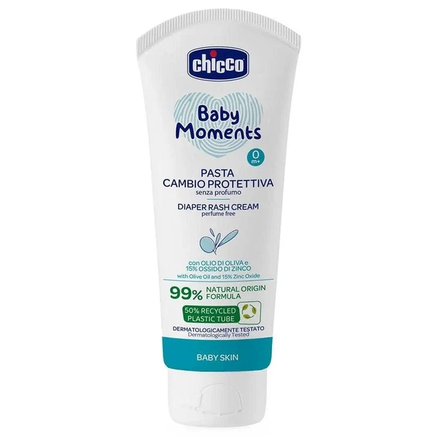 Крем під підгузок з цинком Chicco Baby Moments 100 мл - Фото 1 Крем під підгузок з цинком Chicco Baby Moments 100 мл - изображение 1