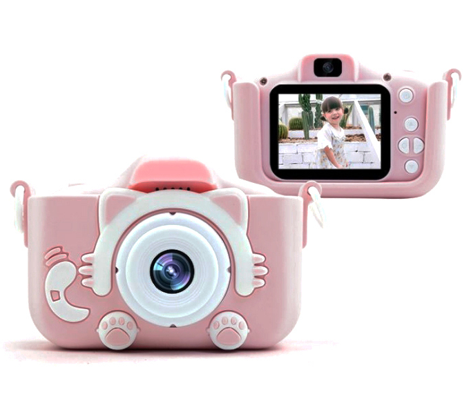 Детский цифровой фотоаппарат Children`s fun Розовый Котик 20Мп две