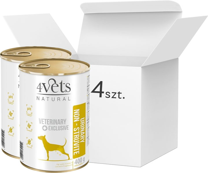 Упаковка вологого корму для собак 4vets Natural - Urinary Non Struvite Dog 400 г x 4 шт (5902811741019/4) - зображення 1