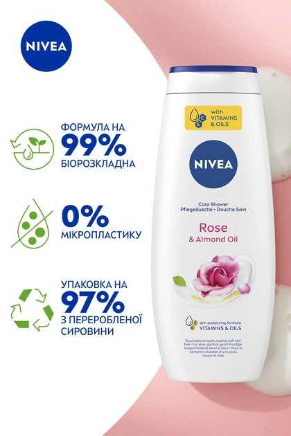 Гель-догляд для душу NIVEA Троянда та мигдалева олія 500 мл (4006000028798/9005800263601) - зображення 4