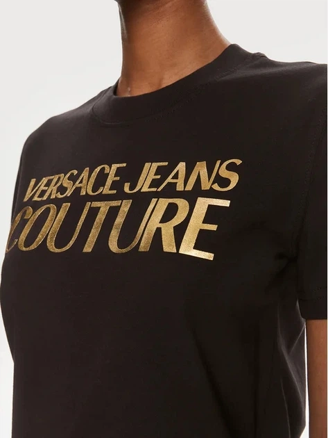 Футболка бавовняна жіноча Versace Jeans Couture vjc76haht04cj00tg89 M Чорна (8052019581324) - зображення 5
