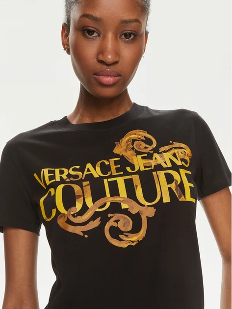 Koszulka damska bawełniana Versace Jeans Couture vjc76hahg00cj00gg89 M Czarna (8052019591057) - obraz 3