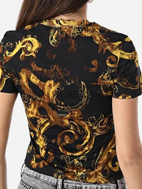 T-shirt damski bawełniany Versace Jeans Couture vjc76hah6d8js287g89 XS Czarny/Żółty (8052019589115) - obraz 2